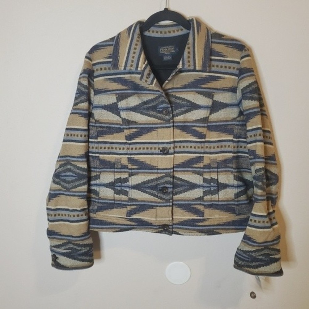 Pendleton Geometric Patterned Blazer In Blue And … - image 1